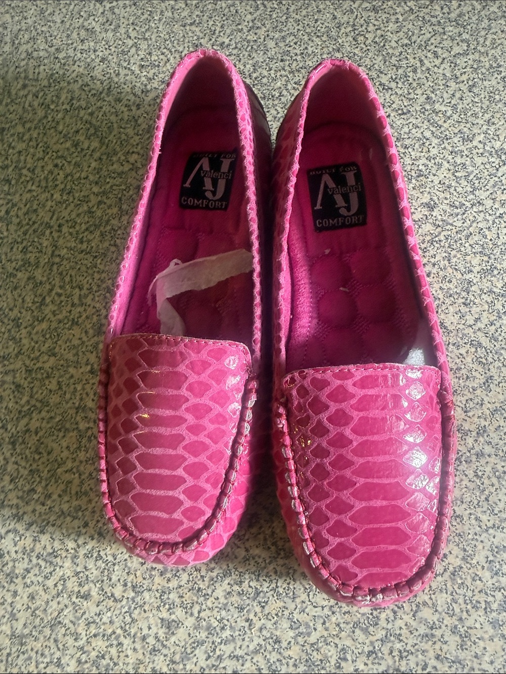 Aj Valenci Hot Pink Faux-Snakeskin Loafers